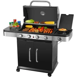 El Fuego Gasgrill / Grillwagen Burlington 4 Brenner +1 Seitenbrenner, Grillfäche 70x42cm -Garten- & Gewächshäuser Geschäft 9626eb2e567ab485f43188d9fb112158
