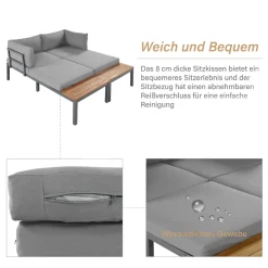 Merax Gartenmöbelset 4-teilig Loungeset Loungegruppe Aus Akazienholz Und Stahlrahmen, Balkonmöbel Set Mit Tisch Und Kissen, 250*172*67cm 10 Merax Gartenmöbelset 4-teilig Loungeset Loungegruppe Aus Akazienholz Und Stahlrahmen, Balkonmöbel Set Mit Tisch Und Kissen, 250*172*67cm -Garten- & Gewächshäuser Geschäft 962978f9ab0e4acdbfcba33f3ae45898