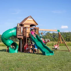 Backyard Discovery Cedar Cove Spielturm Aus Holz | XXL Spielhaus Für Kinder Mit Rutsche, Schaukel, Kletterwand & Aussichtsplattform | Stelzenhaus Für Den Garten -Garten- & Gewächshäuser Geschäft 962b036945e97ae7f38f12a61af05f16