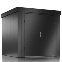 ILESTO GmbH ILESTO Gerätehaus John Aus Stahl: 226x226x213cm | Gartenhaus Metall, Modern Mit Flachdach | Geräteschuppen Für Den Garten Optional Mit Zubehör | Zweiflügeltür, Anthrazit
