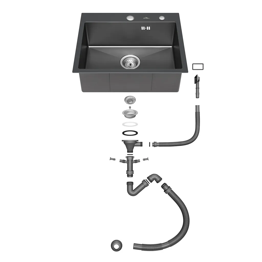 Auralum Rechteckige Küchenspüle 55 * 45CM, Edelstahl Einbau Spülbecken Ab 60er Unterschrank Inkl. Ablaufgarnitur, Schwarzgrau 8 Auralum Rechteckige Küchenspüle 55 * 45CM, Edelstahl Einbau Spülbecken Ab 60er Unterschrank Inkl. Ablaufgarnitur, Schwarzgrau – Bild 8