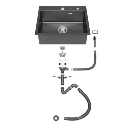 Auralum Edelstahl Küchenspüle 55 X 45 Cm Einbauspüle Für Ab 60 Cm Unterschrank, Dunkelgrau + Hochdruck Schwarz Küchenarmatur -Garten- & Gewächshäuser Geschäft 969ef5b82734fb2e2575d0d643de23c6 3