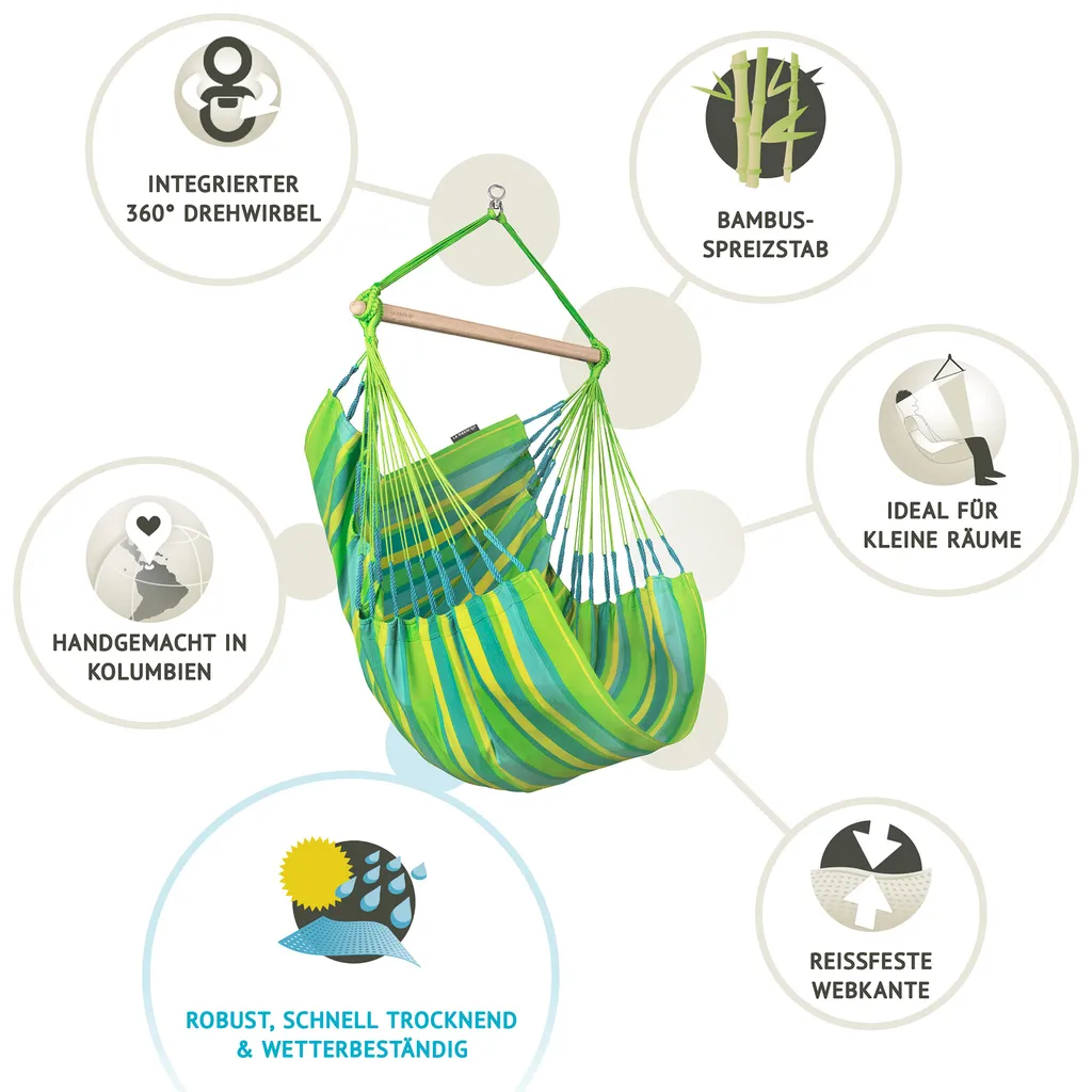 La Siesta Domingo Lime Basic Hängesessel Wetterfest Grün Hängestuhl 8 La Siesta Domingo Lime Basic Hängesessel Wetterfest Grün Hängestuhl – Bild 8