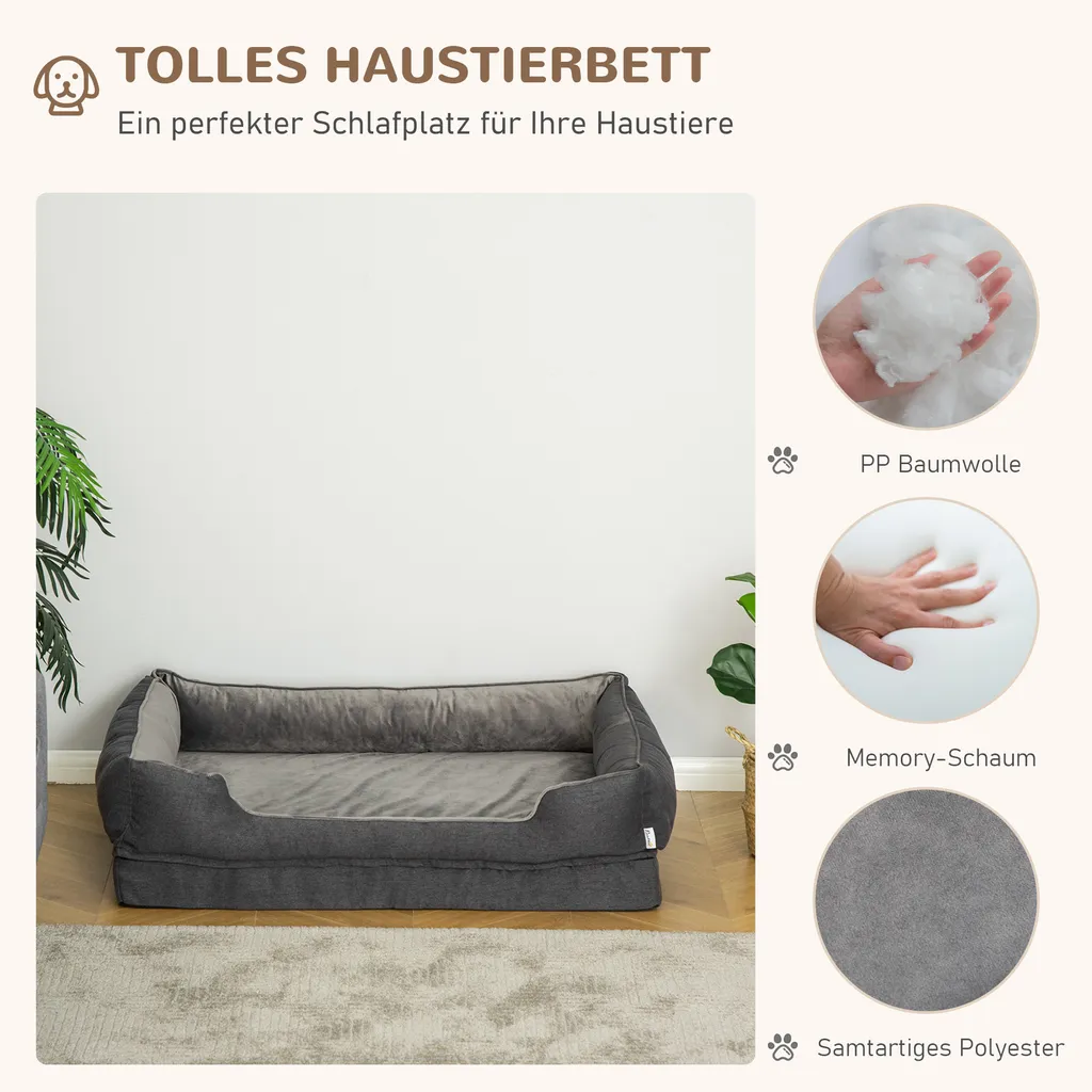 PawHut Hundebett Hundematte Haustierbett Hundematratze Bezug Abnehmbar Waschbar Hundebett Tierbett Hundesofa Haustierbett Für Hunde Katzen Memory-Schaum Grau 110 X 85 X 28 Cm 7 PawHut Hundebett Hundematte Haustierbett Hundematratze Bezug Abnehmbar Waschbar Hundebett Tierbett Hundesofa Haustierbett Für Hunde Katzen Memory-Schaum Grau 110 X 85 X 28 Cm – Bild 7