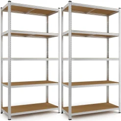 2x Monzana Schwerlastregal 170x75x30cm 350kg 5 MDF-Platten Regal Lagerregal Kellerregal Steckregal Werkstattregal