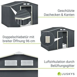 Juskys Metall Gerätehaus XL Mit Satteldach, Schiebetür & Fundament - 9m³ - 277×191×192 Cm - Anthrazit - Geräteschuppen Gartenhaus Garten Schuppen 16 Juskys Metall Gerätehaus XL Mit Satteldach, Schiebetür & Fundament - 9m³ - 277×191×192 Cm - Anthrazit - Geräteschuppen Gartenhaus Garten Schuppen -Garten- & Gewächshäuser Geschäft 96e23a1f0616ad62f19f66a54990b6af