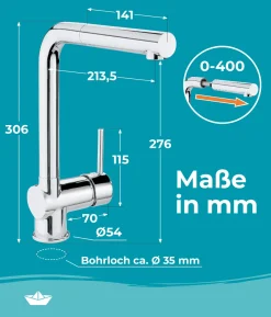 Calmwaters® Küchenarmatur Mit Brause Ausziehbar - 360° Drehbar - Flexibel Mit Hohem Auslauf - Küchenarmatur Ausziehbar Honest Extra - Chrom -Garten- & Gewächshäuser Geschäft 96f61cb705f1240c3a94140cb74ddc38