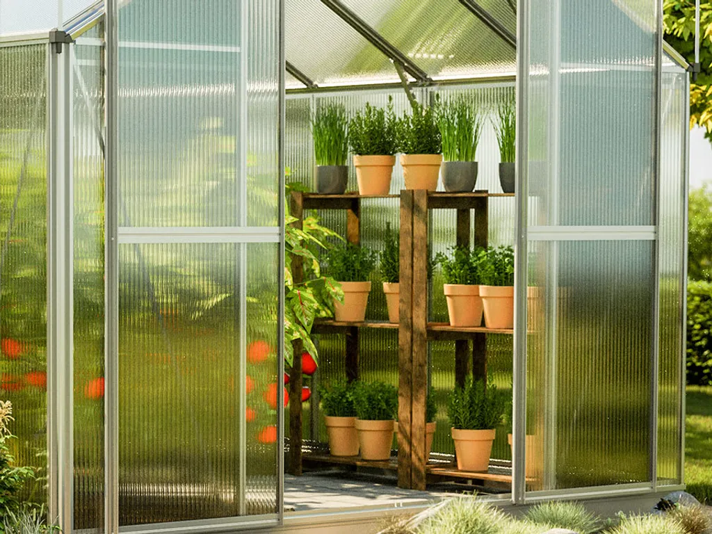 GFP Garten- & Freizeitprofi GFP Gewächshaus Topas 2 Aus Alu 225x133 Cm Ca. 8 Mm Doppelstegplatten Mit Fundamentrahmen, Automatischer Fensteröffner - Austria 6 GFP Garten- & Freizeitprofi GFP Gewächshaus Topas 2 Aus Alu 225x133 Cm Ca. 8 Mm Doppelstegplatten Mit Fundamentrahmen, Automatischer Fensteröffner - Austria – Bild 6