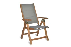 Merxx Klappsessel "Acapulco" - Akazie Mit Textilbespannung Grau