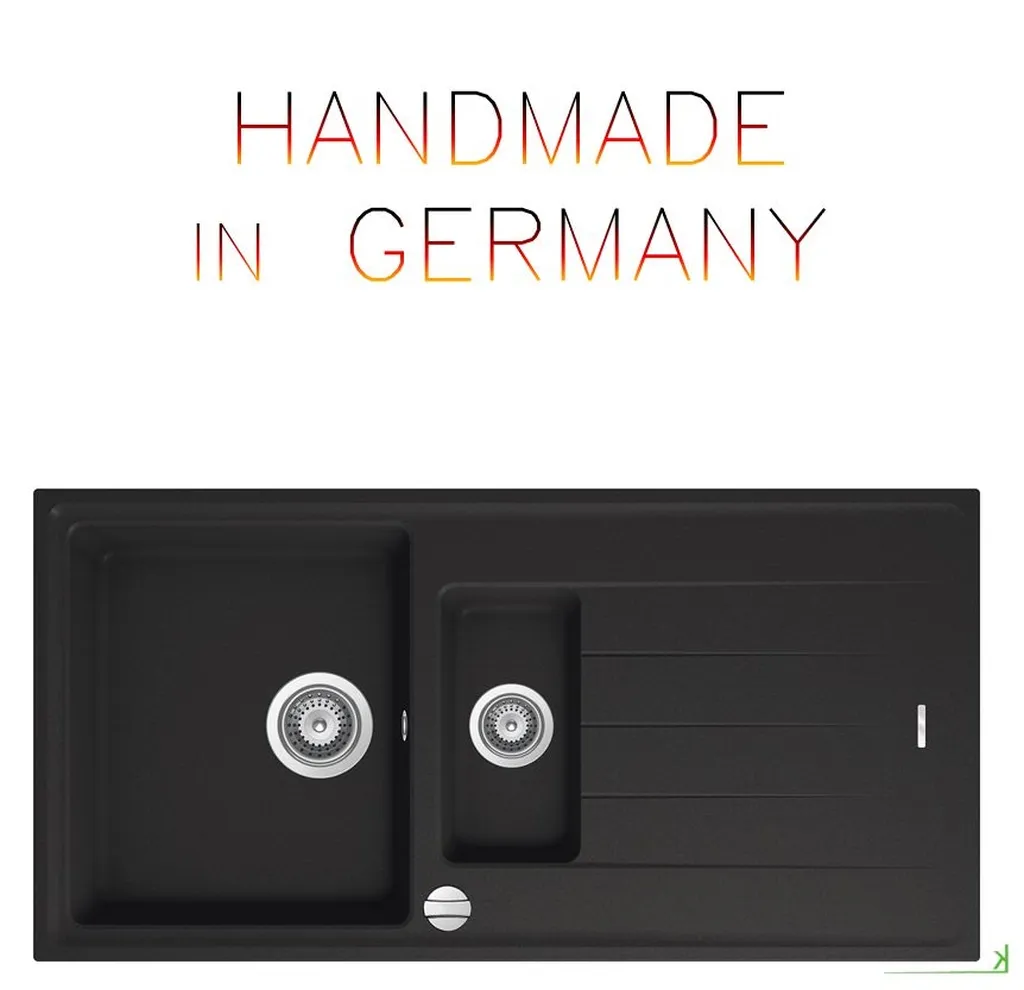 Keenberk Schwarze Granitspüle Victory 100x50 Cm Mit Restebecken - Ab 60er Unterschrank 1 Keenberk Schwarze Granitspüle Victory 100x50 Cm Mit Restebecken - Ab 60er Unterschrank