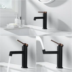 Lonheo Badarmatur 360° Drehbar Auslauf Waschtischarmatur Mit Ablaufgarnitur, Wasserhahn Bad Mit Pop Up, Schwarz -Garten- & Gewächshäuser Geschäft 97d6d6f0feae0968f15268e4a0a11913