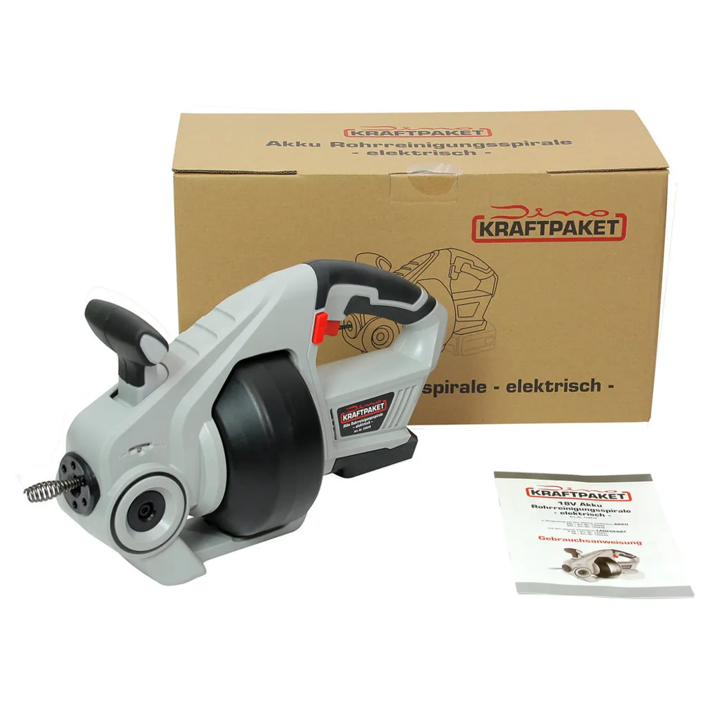Dino KRAFTPAKET 18V-450W Akku Rohrreiniger Elektrisch Mit 2Ah Akku Und 2.5A-Ladegerät | Rohrreinigungsspirale Geeignet Für Rohrdurchmesser 19-76mm-Rohrreinigungsgerät 5 Dino KRAFTPAKET 18V-450W Akku Rohrreiniger Elektrisch Mit 2Ah Akku Und 2.5A-Ladegerät | Rohrreinigungsspirale Geeignet Für Rohrdurchmesser 19-76mm-Rohrreinigungsgerät – Bild 5