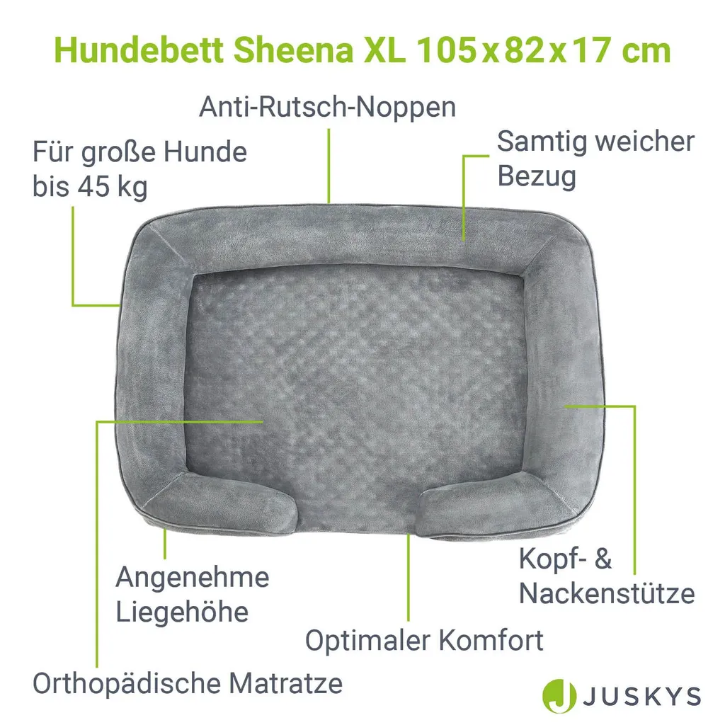 Juskys Hundebett Sheena XL Orthopädisch, Waschbar & Rutschfest – 105 X 82 X 17 Cm– Hundesofa Flauschig Große Hunde Grau – Haustierbett Hundesofa 3 Juskys Hundebett Sheena XL Orthopädisch, Waschbar & Rutschfest – 105 X 82 X 17 Cm– Hundesofa Flauschig Große Hunde Grau – Haustierbett Hundesofa – Bild 3