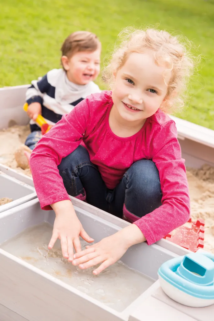 Roba Sandkasten Outdoor+ Mit 2 Spielwannen, Holzsandkasten Aus Wetterfestem Massivholz, Grau Lasiert 8 Roba Sandkasten Outdoor+ Mit 2 Spielwannen, Holzsandkasten Aus Wetterfestem Massivholz, Grau Lasiert – Bild 8