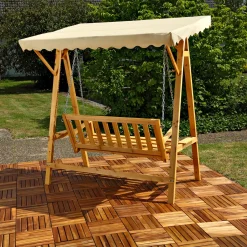 Mucola Hollywoodschaukel Gartenschaukel Hängeschaukel Schaukelbank Holz Dach Schaukel -Garten- & Gewächshäuser Geschäft 987088f2925104a328fe3eeba48bdebf