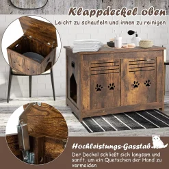 COSTWAY Katzenschrank Katzentoilette Klappbar, Katzenhöhle Mit Seitlichem Eingang, Verstecktes Katzenhaus Vintage, Für Katzen & Haustier -Garten- & Gewächshäuser Geschäft 988ee43fe7f1f0ca621f7790f938f096