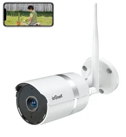 IeGeek Uberwachungskamera Aussen Wlan, Camera Outdoor, 2MP IP Kamera, Zwei-Wege-Audio, 25m Nachtsicht Und Bewegungserkennung IP67 Waterproof,MicroSD-Kartenslot, Weiß