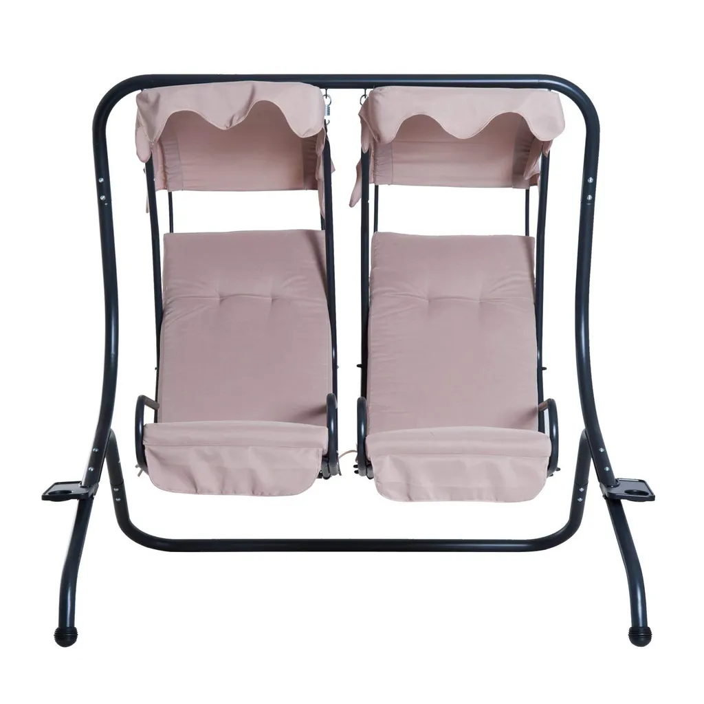 Outsunny 2 Sitzer Hollywoodschaukel Gartenschaukel Mit Sonnendach Gartenstuhl Sitz Mit Sprühbaumwolle Oxfordstoff PE-Beschichtung Stahl Oxford-Stoff Beige 170 X 136 X 170 Cm(pro Sitz) 3 Outsunny 2 Sitzer Hollywoodschaukel Gartenschaukel Mit Sonnendach Gartenstuhl Sitz Mit Sprühbaumwolle Oxfordstoff PE-Beschichtung Stahl Oxford-Stoff Beige 170 X 136 X 170 Cm(pro Sitz) – Bild 3