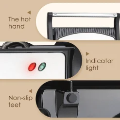 Aigostar York - Sandwichmaker 800W, Grilltoaster, Panini Maker, Cool Touch-Griff, Antihaft-Platten, BPA Frei, Edelstahl, Klein, Lagerfähig, Schwarz 20 Aigostar York - Sandwichmaker 800W, Grilltoaster, Panini Maker, Cool Touch-Griff, Antihaft-Platten, BPA Frei, Edelstahl, Klein, Lagerfähig, Schwarz -Garten- & Gewächshäuser Geschäft 990425886b541609345e0fa66bd959d5