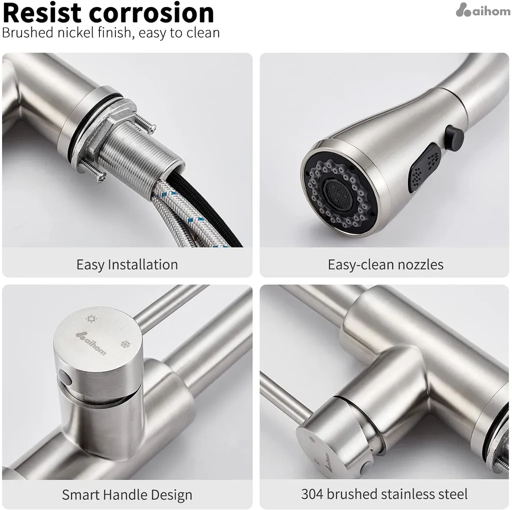 Homelody Wasserhahn Küche 360° Küchenarmatur Mit Ausziehbarer Brause Spültischarmatur Aus Edelstahl Mischbatterie Küche Mit Dual-Spülbrause 6 Homelody Wasserhahn Küche 360° Küchenarmatur Mit Ausziehbarer Brause Spültischarmatur Aus Edelstahl Mischbatterie Küche Mit Dual-Spülbrause – Bild 6