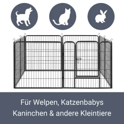 Juskys Welpenauslauf Plus 160 X 160 X 80 Cm – Welpenlaufstall 8-teilig Aus Metall – Freigehege Mit Tür – Welpengitter Für Hunde, Hasen & Kleintiere -Garten- & Gewächshäuser Geschäft 99257b368a55d8fb06b205cfec5c1d00