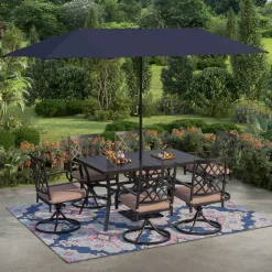 PHI VILLA PHIVILLA Garten Sonnenschirme 380mm×200 Mm Balkonschirm Großer Sonnenschirm Für 6-8 Personen Terrassenmöbel Gartenschirm Handkurbel UV 50+