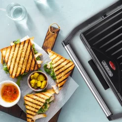 Monzana Kontaktgrill Antihaftbeschichtete Grillplatten Herausnehmbare Auffangschale Cool-Touch-Griff 1500 W Panini Toaster Grill Sandwichmaker Schwarz -Garten- & Gewächshäuser Geschäft 997c3a9276ac4f54c39339d8cc85a40b
