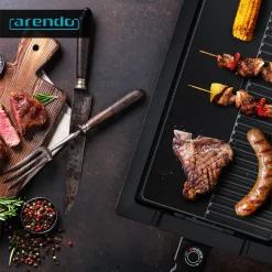 Arendo Tischgrill Elektrisch – XXL Elektrogrill Party Grill - Abnehmbare Platte - Fettauffangschale – Für BBQ, Steaks, Würstchen, Fisch, Gemüse Etc. – Indoor Und Outdoor - BPA-frei -Garten- & Gewächshäuser Geschäft 99848fd235f3801bfbfa00429a5e26c3