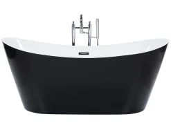Beliani Freistehende Badewanne Schwarz Sanitäracryl Oval 180 X 78 Cm Modern