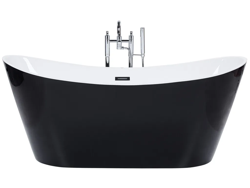 Beliani Freistehende Badewanne Schwarz Sanitäracryl Oval 180 X 78 Cm Modern 1 Beliani Freistehende Badewanne Schwarz Sanitäracryl Oval 180 X 78 Cm Modern