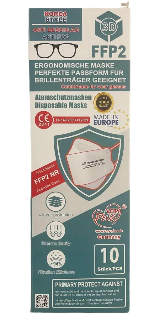 Trn FFP2 Veryplus Fischmaske 3D Atemschutzmaske CE2841 Einzelverpackt 100 Stück 1 Trn FFP2 Veryplus Fischmaske 3D Atemschutzmaske CE2841 Einzelverpackt 100 Stück