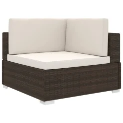 VidaXL Modular-Sofa-Eckteil 1 Stk. + Auflagen Poly Rattan Braun