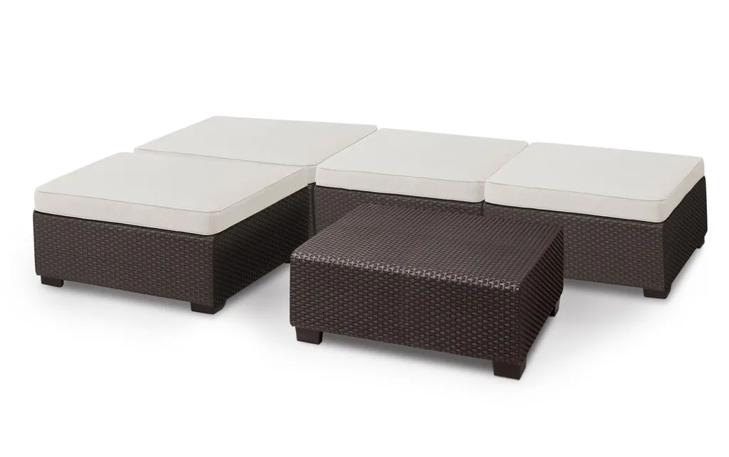ALLIBERT By KETER Allibert Salta 5 Tlg Loungeset 4x Hocker 1x Tisch Braun Inkl. Sunbrella Kissen - Rattanoptik, Wetterfest, Garten, Outdoor 1 ALLIBERT By KETER Allibert Salta 5 Tlg Loungeset 4x Hocker 1x Tisch Braun Inkl. Sunbrella Kissen - Rattanoptik, Wetterfest, Garten, Outdoor