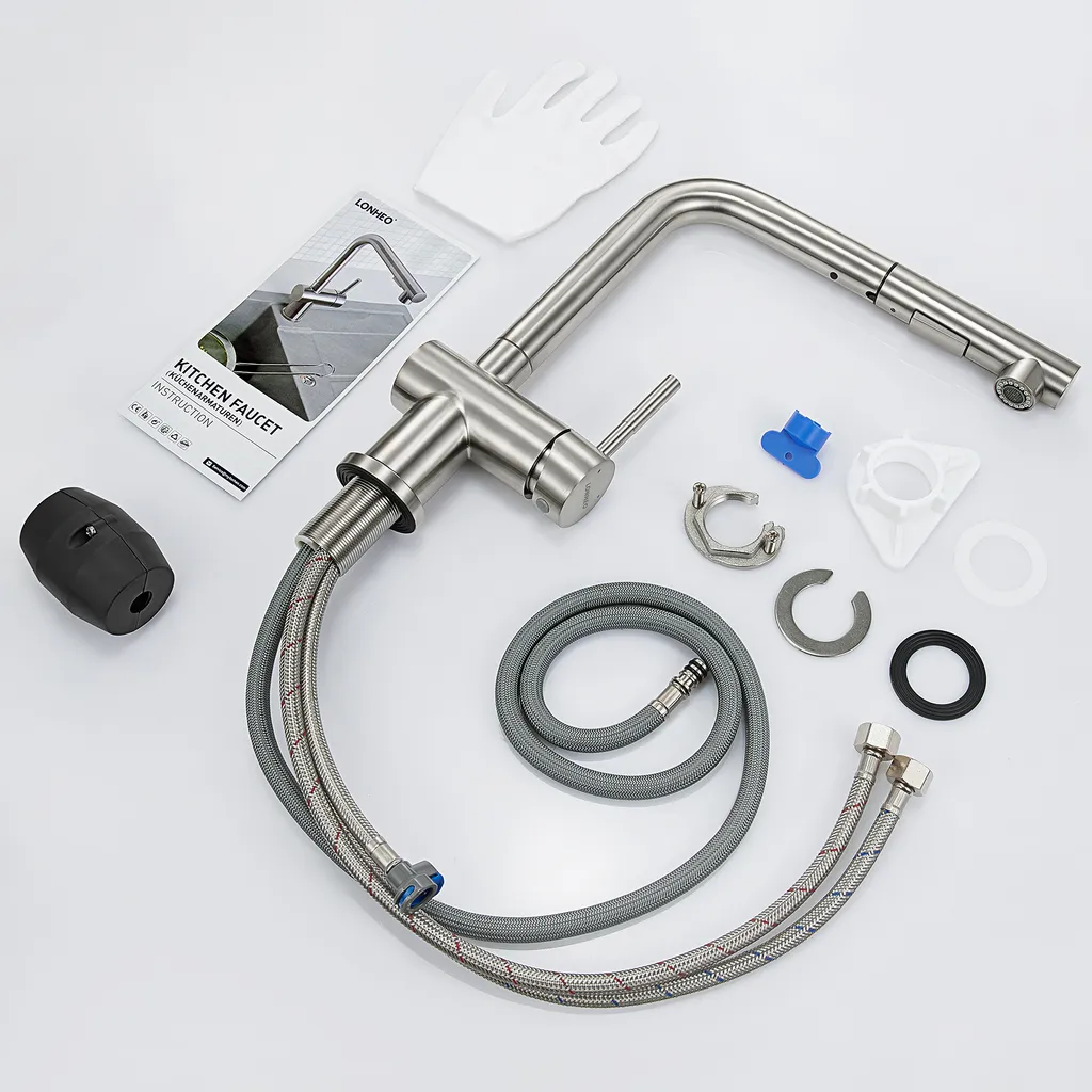 Lonheo Hochdruck Ausziehbare Küchenarmatur, Wasserhahn Küche 360° Schwenkbar Spültischarmatur Einhebelmischer Mischbatterie Für Spülbecken 10 Lonheo Hochdruck Ausziehbare Küchenarmatur, Wasserhahn Küche 360° Schwenkbar Spültischarmatur Einhebelmischer Mischbatterie Für Spülbecken – Bild 10