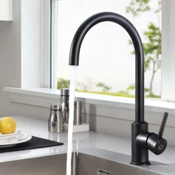 CECIPA 360°-Drehung Edelstahl Küchenarmatur Wasserhahn Mischbatterie Einhand Küche Spültischarmatur Schwarz