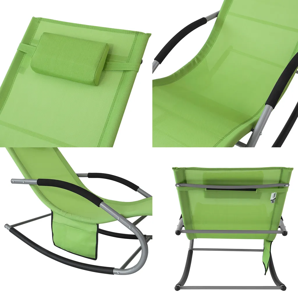 SoBuy OGS28-GR Swingliege Schaukelliege Sonnenliege Liegestuhl Gartenliege Mit Tasche Gewebe In Grün 6 SoBuy OGS28-GR Swingliege Schaukelliege Sonnenliege Liegestuhl Gartenliege Mit Tasche Gewebe In Grün – Bild 6