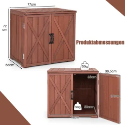 COSTWAY Gartenschrank Holz, Lagerschrank Garten, Holzschrank Mit Doppeltüren Und Griffen, Geräteschrank Gerätehaus Geräteschuppen, Schuppen Schrank, Werkzeugschrank Braun, 77 X 56 X 72 Cm -Garten- & Gewächshäuser Geschäft 9a89c9406c51e48b0e345b1074d721ab