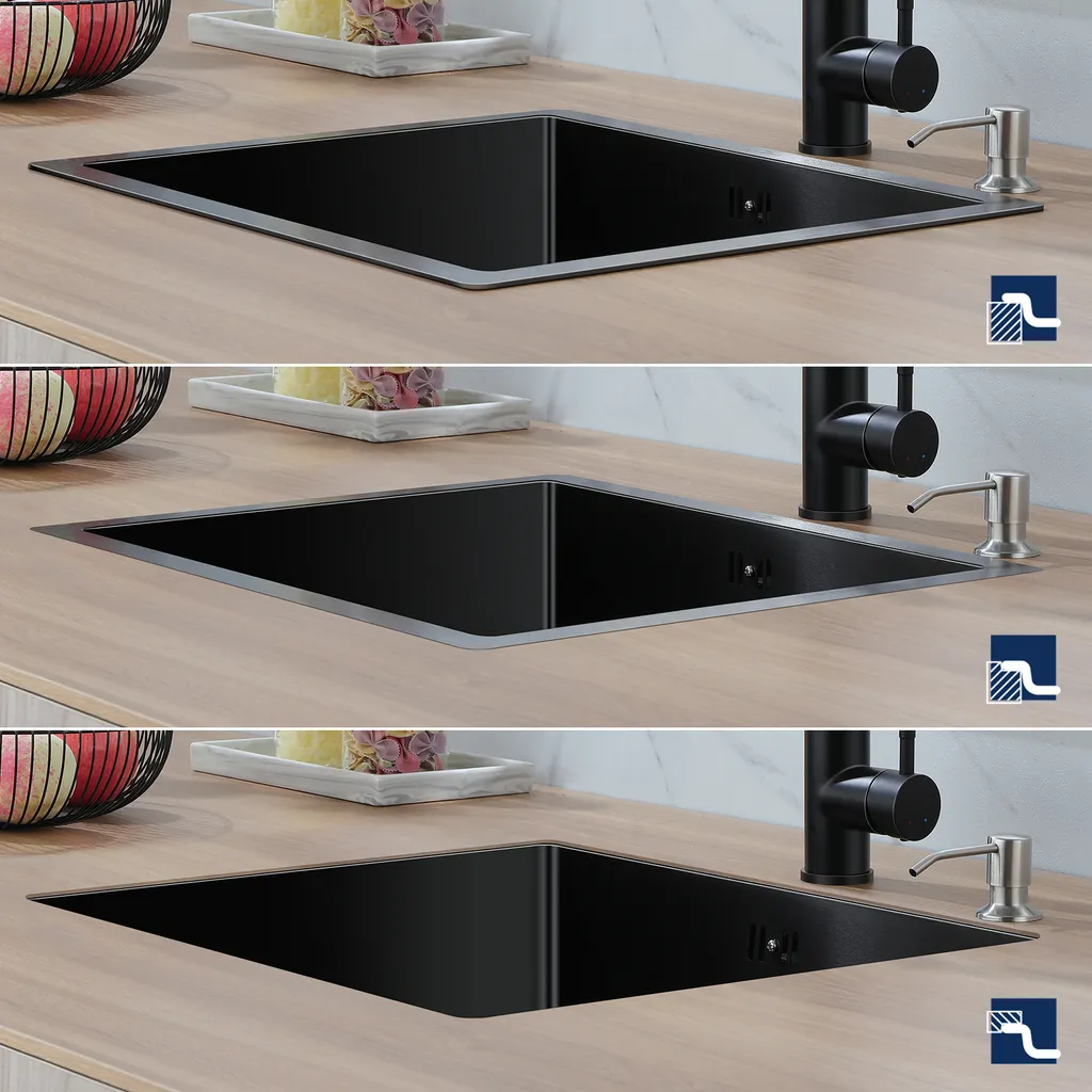 Auralum Küchenspüle Edelstahl Waschbecken Einbauspüle Ohne Montagelöcher Spülbecken Mit Ablaufgarnitur 50*43CM, Dunkelgrau 9 Auralum Küchenspüle Edelstahl Waschbecken Einbauspüle Ohne Montagelöcher Spülbecken Mit Ablaufgarnitur 50*43CM, Dunkelgrau – Bild 9