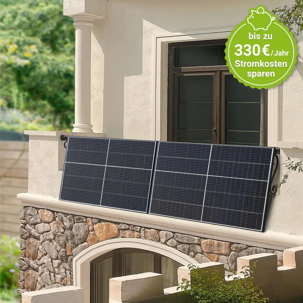 Juskys Balkonkraftwerk 600 W / 820 W Solaranlage Komplettset Photovoltaik Anlage Steckerfertig - Wechselrichter, Kabel & WLAN - Monokristallin 2x 410 Watt 2 Juskys Balkonkraftwerk 600 W / 820 W Solaranlage Komplettset Photovoltaik Anlage Steckerfertig - Wechselrichter, Kabel & WLAN - Monokristallin 2x 410 Watt – Bild 2