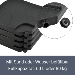 Juskys Schirmgewicht 4er-Set Quad Für Schirmständer Mit 60 Liter Wasser Oder 80 Kg Sand Befüllbar HDPE Kunststoff Sonnen-Schirmständer -Garten- & Gewächshäuser Geschäft 9b006308eb3b146413ede9d5127c5202