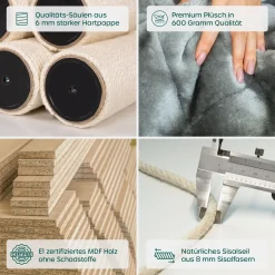 HAPPYPET Kratzbaum Stabil Pepper 157 Cm Hoch | Premium Katzenkratzbaum Für Große Katzen | Mit 2 Liegemulden, Hängematte, Doppelstöckige Höhle | 12 Cm Sisalstämme | Inkl. Spielball & Zubehör -Garten- & Gewächshäuser Geschäft 9b050d396b415816ec75deb4032fec5e