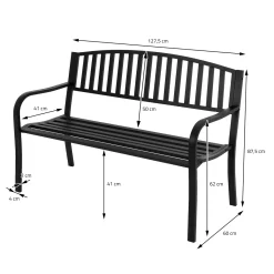 ProGarden Gartenbank Metall 127x50x85 Cm Schwarz -Garten- & Gewächshäuser Geschäft 9b081a9c4d969eca3a41afed5627481d