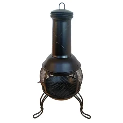 TAINO Terrassenofen Mit Funkenschutz Gartenkamin Feuerstelle Terrasse Gartenfeuer Gartenofen Aus Stahl Schwarz