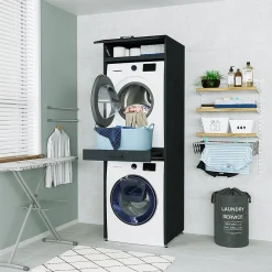 Roomartstore.de Roomart - Waschmaschinenschrank Für Trockner & Waschmaschine - Mit Ausziehbrett - Weiß - Schwarz Eiche: Weiß / + Ohne Klappschrank 46 Roomartstore.de Roomart - Waschmaschinenschrank Für Trockner & Waschmaschine - Mit Ausziehbrett - Weiß - Schwarz Eiche: Weiß / + Ohne Klappschrank -Garten- & Gewächshäuser Geschäft 9b224df12431636532dc118a09f2b224