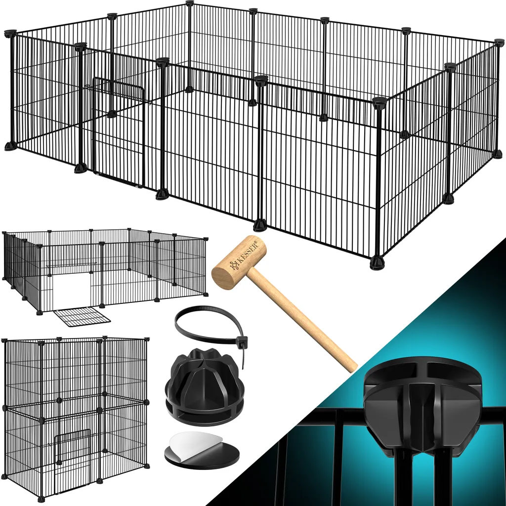KESSER® Freigehege Gittergehege Für Kaninchen Aus Metallgitter XXL Inkl. Tür Kleintiergehege Meerschweinchen Gehege Freilauf, Kleintierkäfig Laufgitter Hasenstall Für Innen - Draußen , Farbe:Schwarz, Größe:Einzeln 2 KESSER® Freigehege Gittergehege Für Kaninchen Aus Metallgitter XXL Inkl. Tür Kleintiergehege Meerschweinchen Gehege Freilauf, Kleintierkäfig Laufgitter Hasenstall Für Innen - Draußen , Farbe:Schwarz, Größe:Einzeln – Bild 2