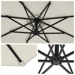 SONGMICS Sonnenschirm, Ø 300 Cm, Mit Ständer, Sonnenschutz UV-Schutz Bis UPF 50+, Mit Kurbel Zum Öffnen Und Schließen, Beige GPU116M01 -Garten- & Gewächshäuser Geschäft 9b484d584a5fdc57c75afef9224244df