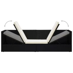 VidaXL Garten-Sofabett Mit Kissen Poly Rattan Schwarz -Garten- & Gewächshäuser Geschäft 9b4de4712fc62338336ece20ac836f0d