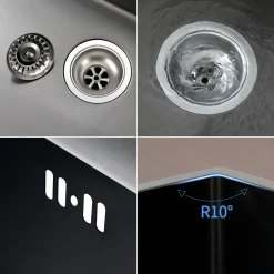 Auralum Küchenspüle Edelstahl Waschbecken Einbauspüle Ohne Montagelöcher Spülbecken Mit Ablaufgarnitur 50*43CM, Dunkelgrau 15 Auralum Küchenspüle Edelstahl Waschbecken Einbauspüle Ohne Montagelöcher Spülbecken Mit Ablaufgarnitur 50*43CM, Dunkelgrau -Garten- & Gewächshäuser Geschäft 9b72ee7d0f0a2365f99e4cee7a83c08c