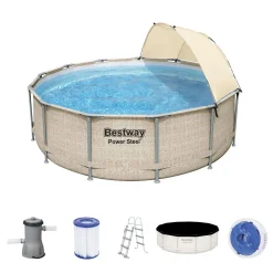 Bestway Power Steel™ Frame Pool Komplett-Set, Rund, 396x107cm, 5614V -Garten- & Gewächshäuser Geschäft 9b881f6647581ecd77003f8926dc786d 5