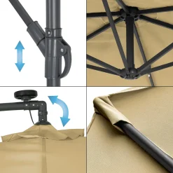 ECD Germany Ampelschirm Mit Kurbel Und Ständer Inkl. LED-Solar - Ø 300 Cm - Braun - Wasserabweisend, Sonnenschutz UV50+, Neigbar, Gartenschirm Terrassenschirm Marktschirm Kurbelschirm Schirm 12 ECD Germany Ampelschirm Mit Kurbel Und Ständer Inkl. LED-Solar - Ø 300 Cm - Braun - Wasserabweisend, Sonnenschutz UV50+, Neigbar, Gartenschirm Terrassenschirm Marktschirm Kurbelschirm Schirm -Garten- & Gewächshäuser Geschäft 9be836ec6f37eb2bf564f9b12d14c97d